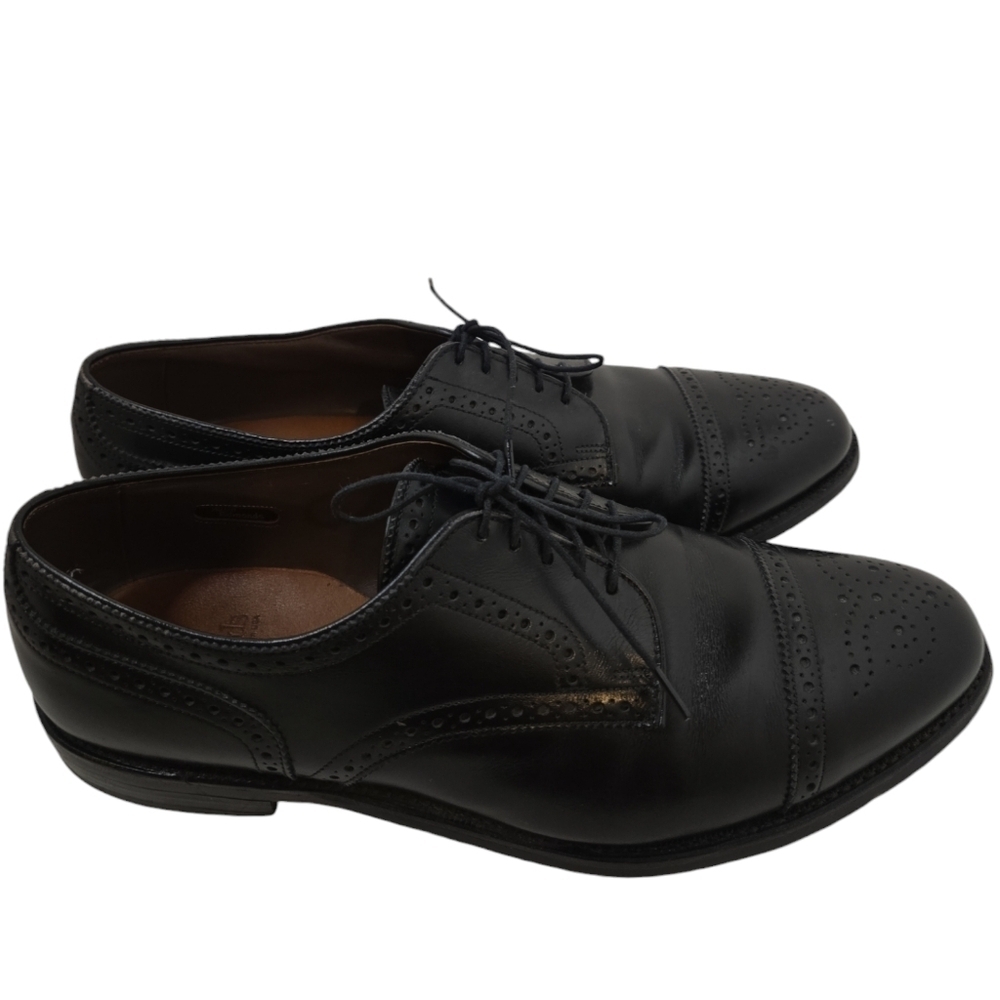 Mens Allen Edmonds Sanford Black Leather Cap Toe Oxford Dress Shoes Size 10.5 C